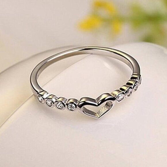 Super Lovely Heart Sweet Many Tiny Zircon Filled Silver Ring for Women, VIP459 - Picture 6 of 8